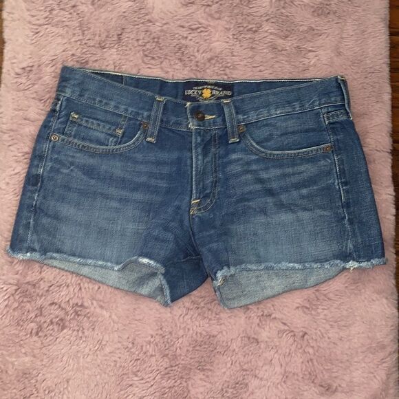 Lucky Brand The Cutoff Blue Distressed Denim Shorts Contemporary Festival - Picture 3 of 13